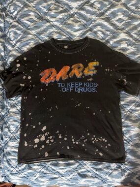 Black D.A.R.E. Short Sleeve Tee with Bleach Splatter